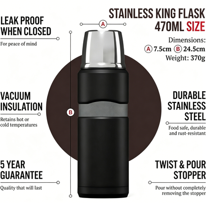 470ml Stainless Steel Vacuum Insulated Flask FREE with 2-Chair Set