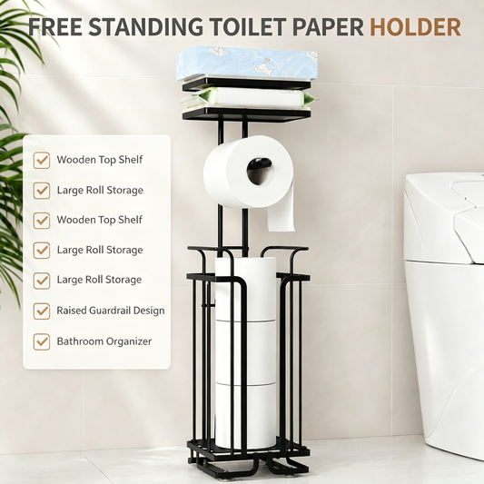 Free Standing Toilet Paper Holder with Storage